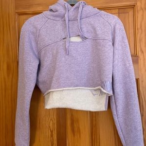 Purple cropped Gymshark sweatshirt
